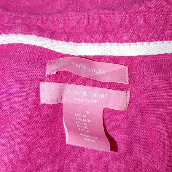 ISAAK MIZRAHI Woman's 100% Linen Long Sleeves Blouse Size M Used - Picture 6 of 6